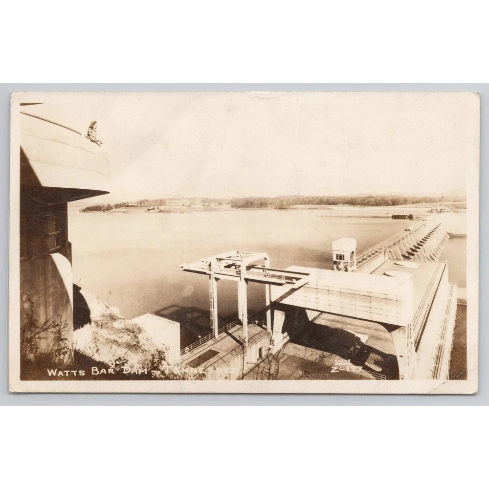 Watts Bar Dam RPPC Postcard Vintage Tennessee Hydroelectric Power Scenic‎ View
